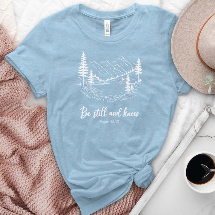 Be Still & Know Peaceful Scenery Heathered Tee