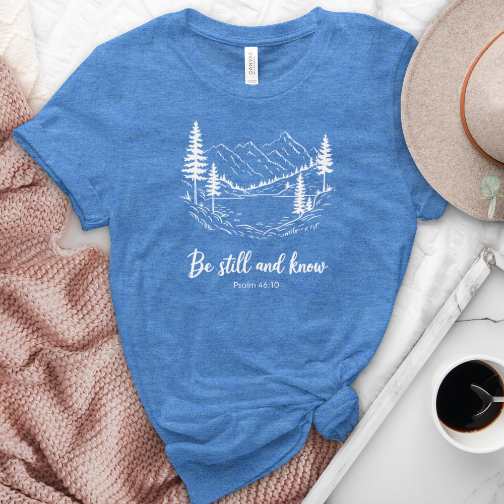 Be Still & Know Peaceful Scenery Heathered Tee