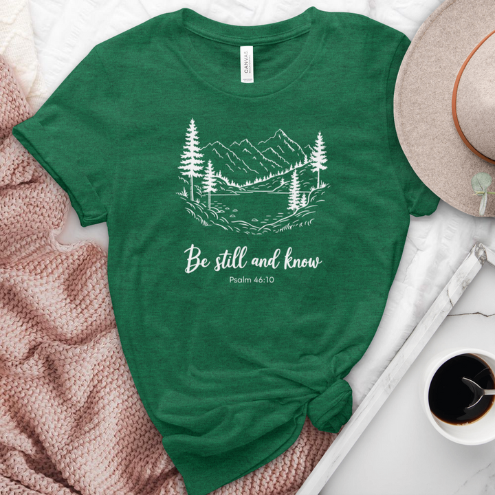 Be Still & Know Peaceful Scenery Heathered Tee