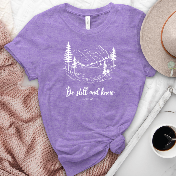 Be Still & Know Peaceful Scenery Heathered Tee