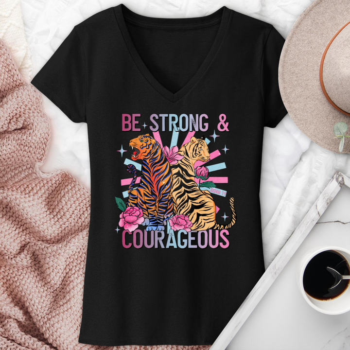 Be Strong & Courageous V-Neck Tee