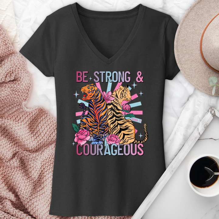 Be Strong & Courageous V-Neck Tee
