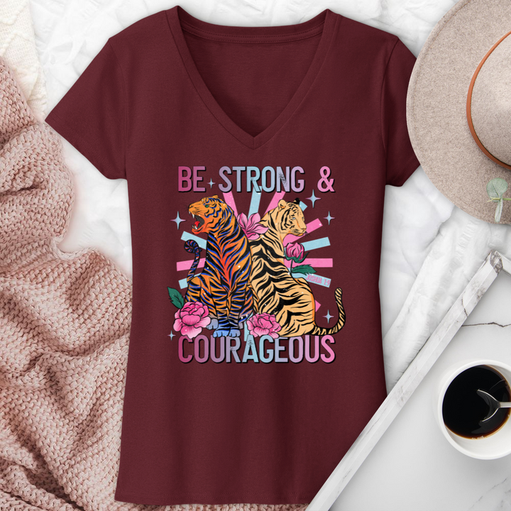 Be Strong & Courageous V-Neck Tee