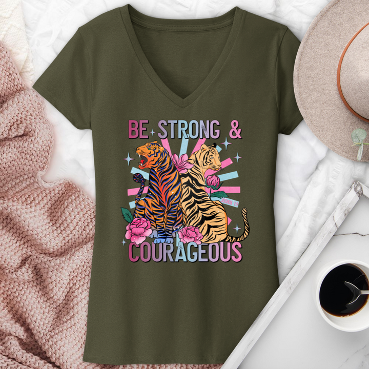 Be Strong & Courageous V-Neck Tee