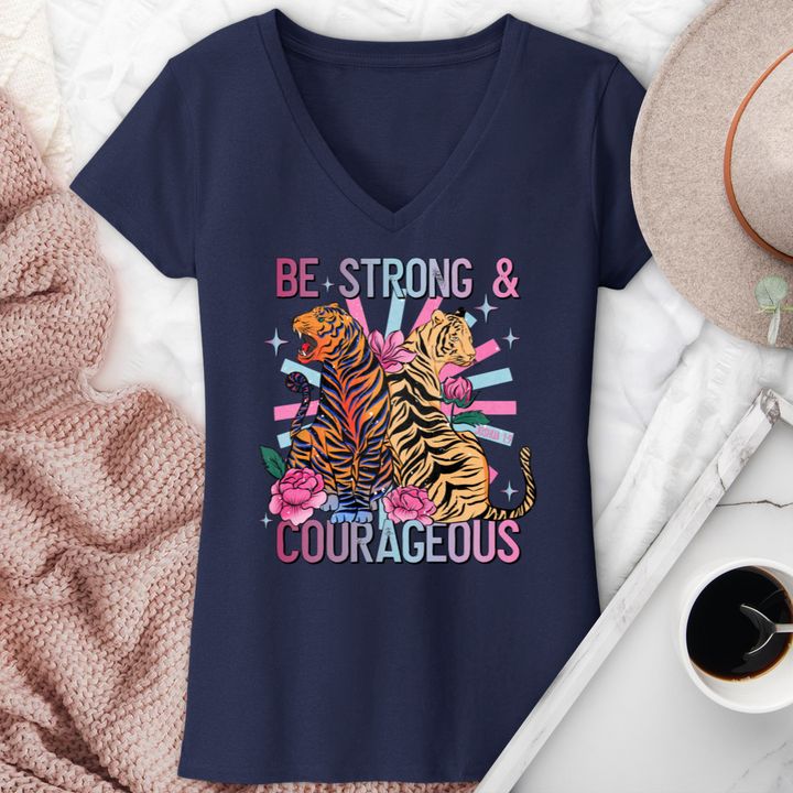 Be Strong & Courageous V-Neck Tee