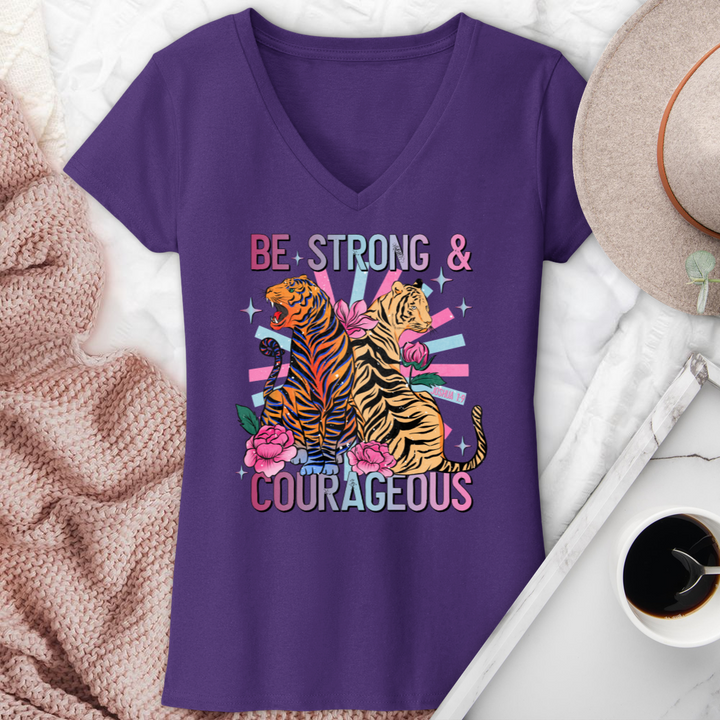 Be Strong & Courageous V-Neck Tee
