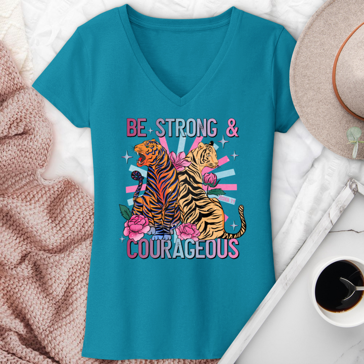 Be Strong & Courageous V-Neck Tee