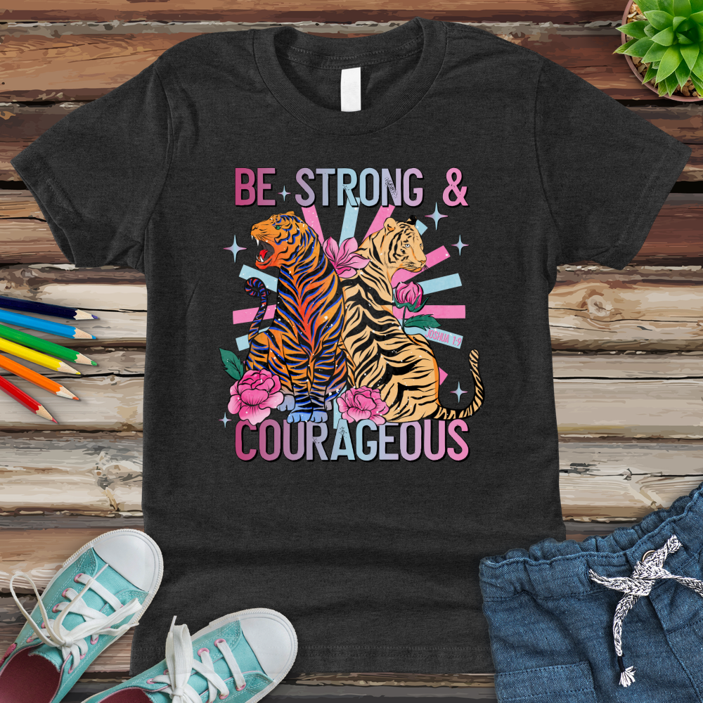 Be Strong & Courageous Youth Heathered Tee