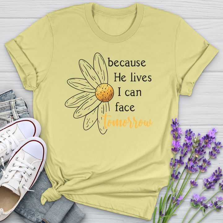 Because He Daisy Softstyle Tee