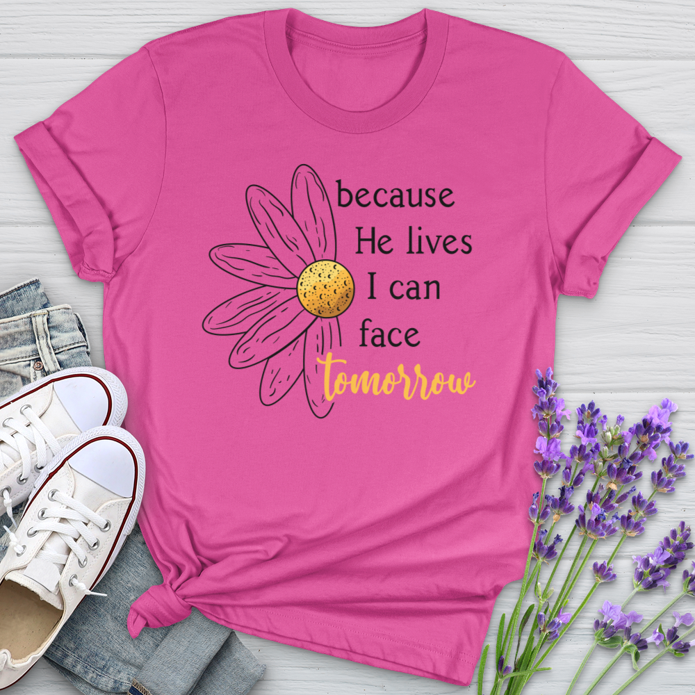 Because He Daisy Softstyle Tee