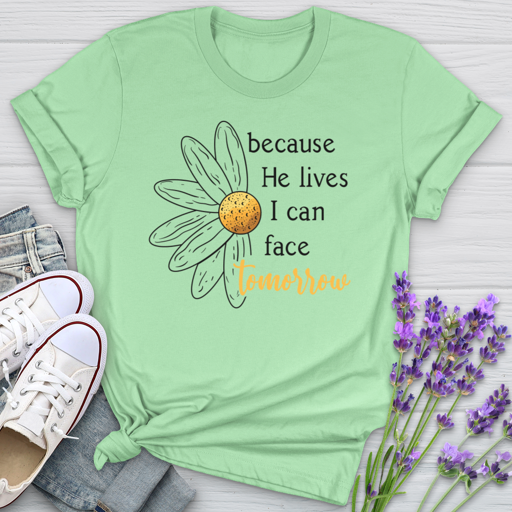 Because He Daisy Softstyle Tee