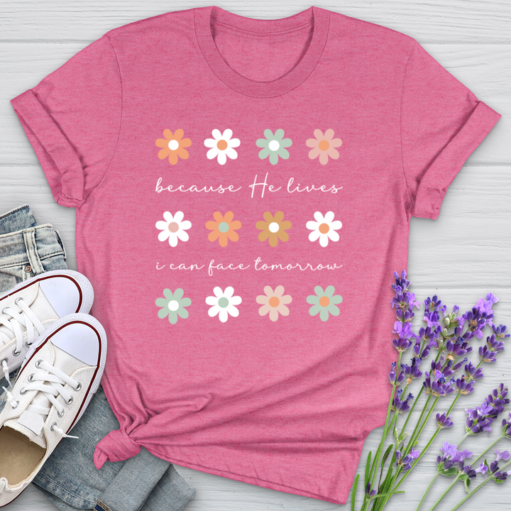 Because He Lives Boho Flowers Softstyle Tee