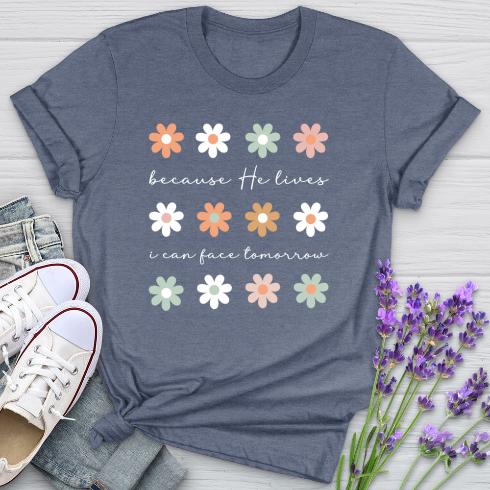 Because He Lives Boho Flowers Softstyle Tee