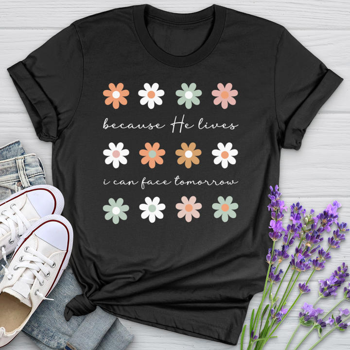 Because He Lives Boho Flowers Softstyle Tee