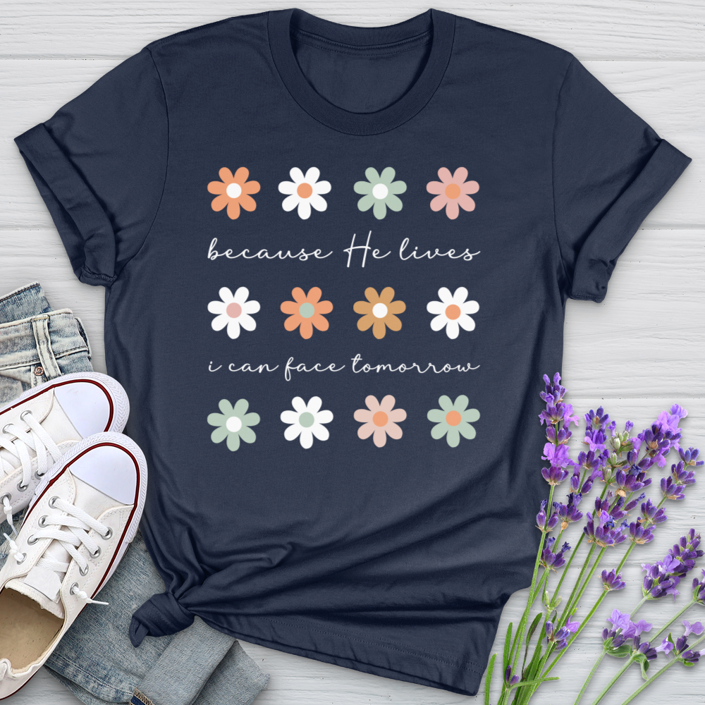 Because He Lives Boho Flowers Softstyle Tee