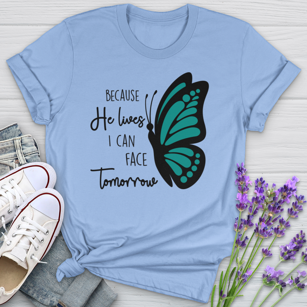 Because He Lives Butterfly 2 Softstyle Tee