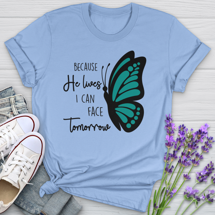 Because He Lives Butterfly 2 Softstyle Tee