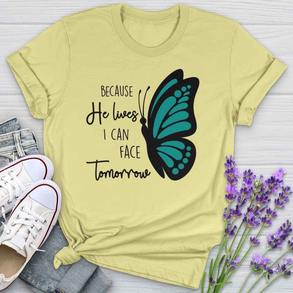 Because He Lives Butterfly 2 Softstyle Tee