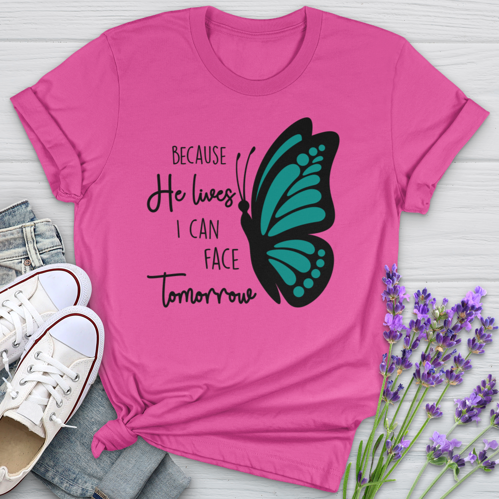 Because He Lives Butterfly 2 Softstyle Tee