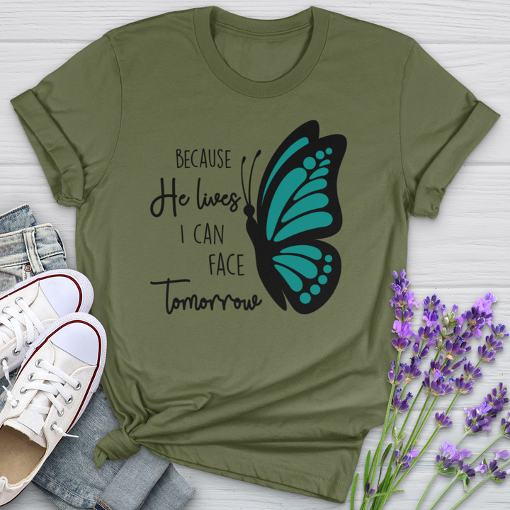 Because He Lives Butterfly 2 Softstyle Tee