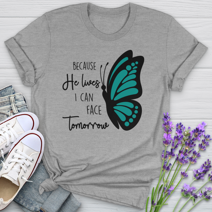 Because He Lives Butterfly 2 Softstyle Tee