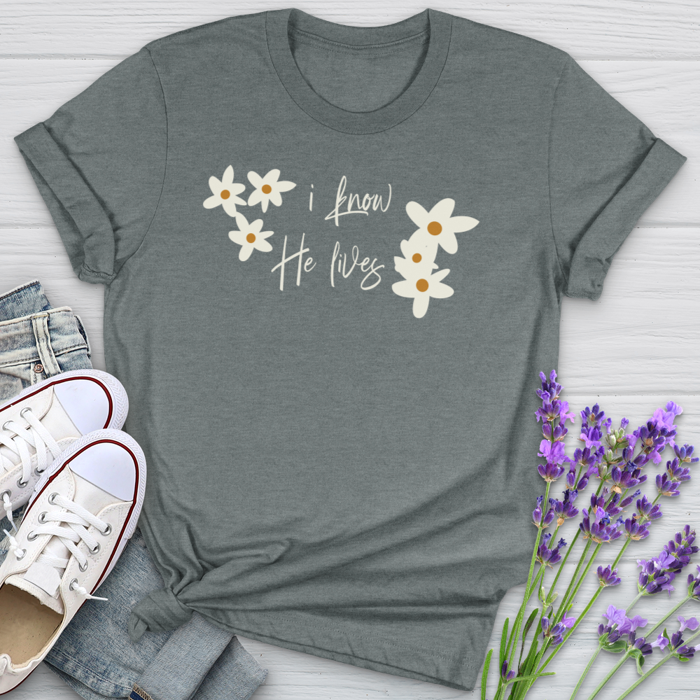 Because He Lives Cute Daisies Softstyle Tee