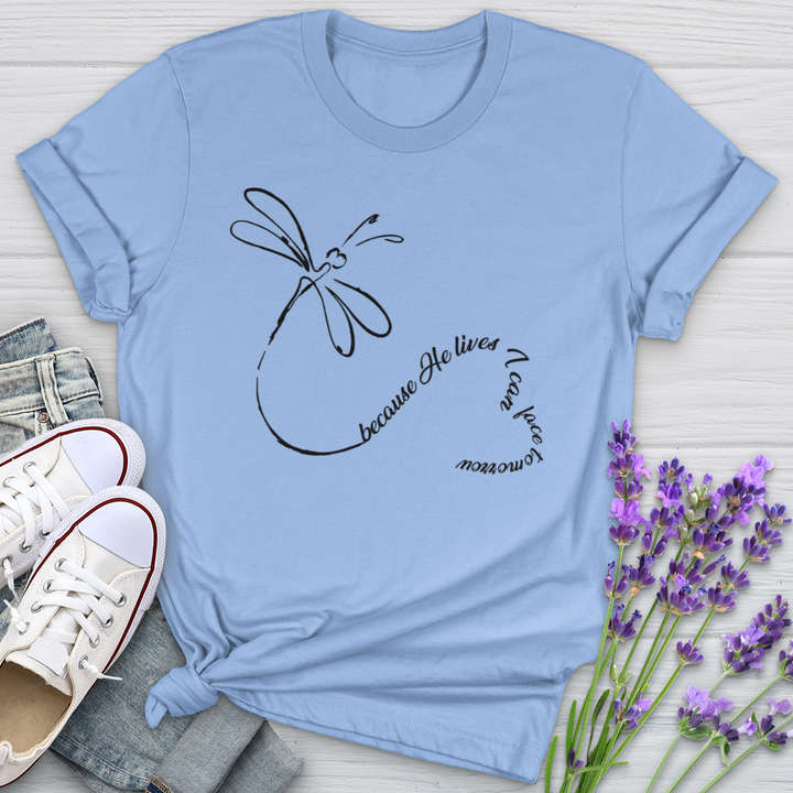 Because He Lives Dragonfly Heart Softstyle Tee