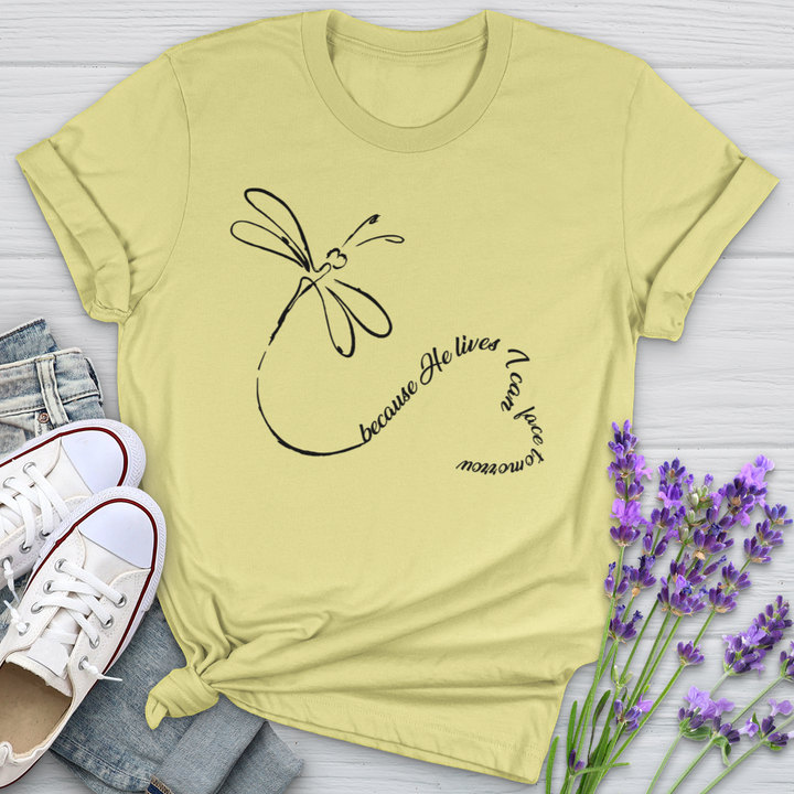 Because He Lives Dragonfly Heart Softstyle Tee