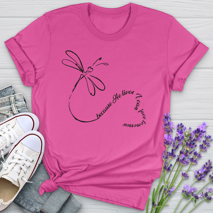 Because He Lives Dragonfly Heart Softstyle Tee