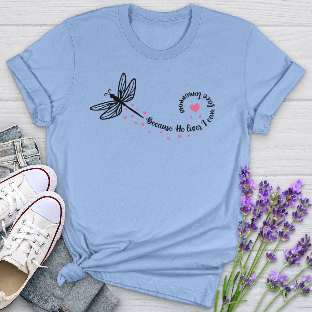 Because He Lives Dragonfly Softstyle Tee