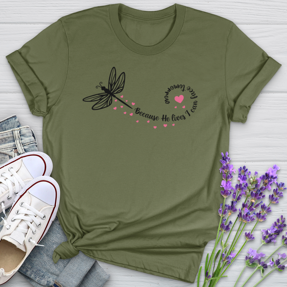 Because He Lives Dragonfly Softstyle Tee