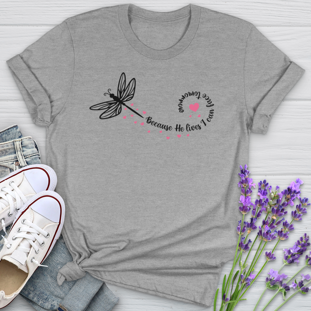 Because He Lives Dragonfly Softstyle Tee