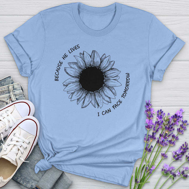 Because He Lives Faith Flower Softstyle Tee