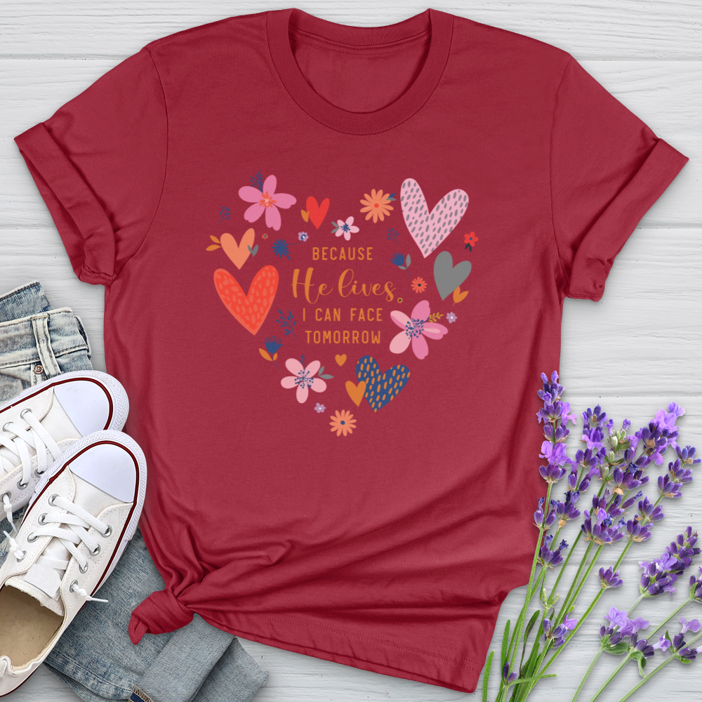 Because He Lives Heart Assortment Softstyle Tee