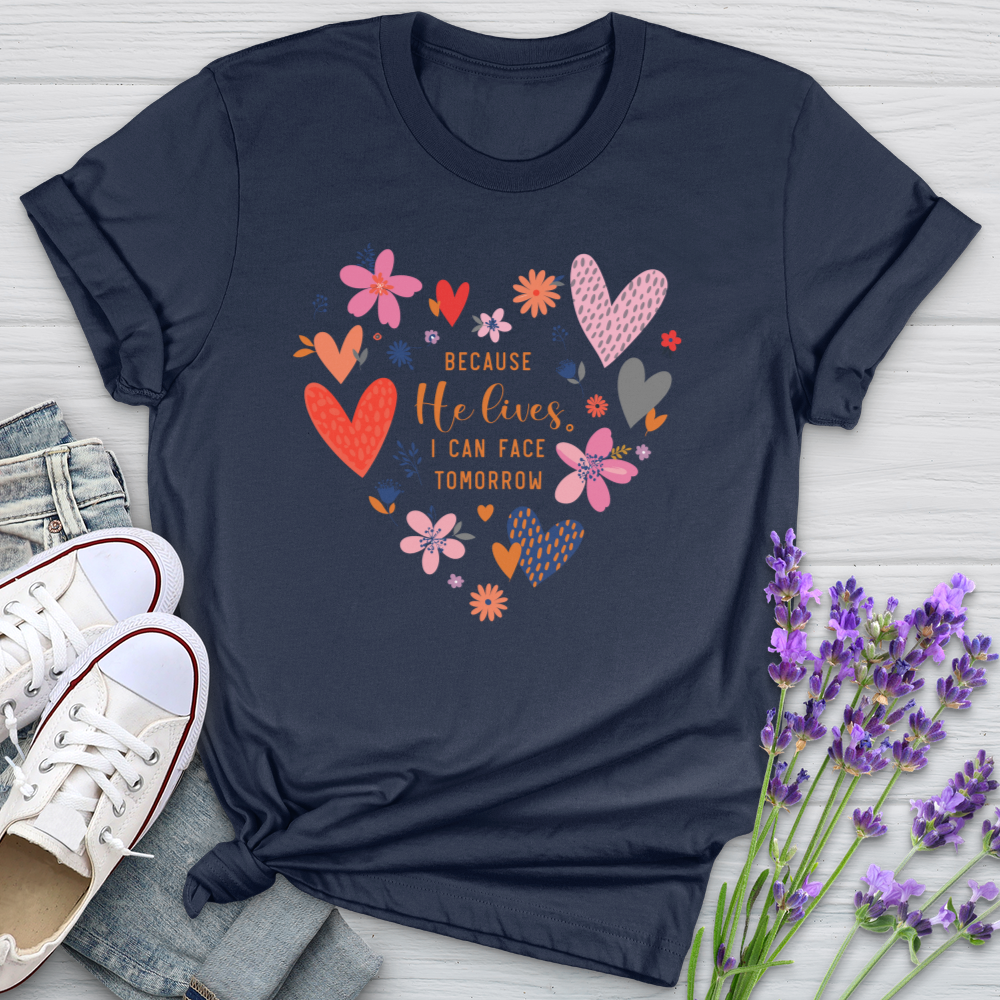 Because He Lives Heart Assortment Softstyle Tee