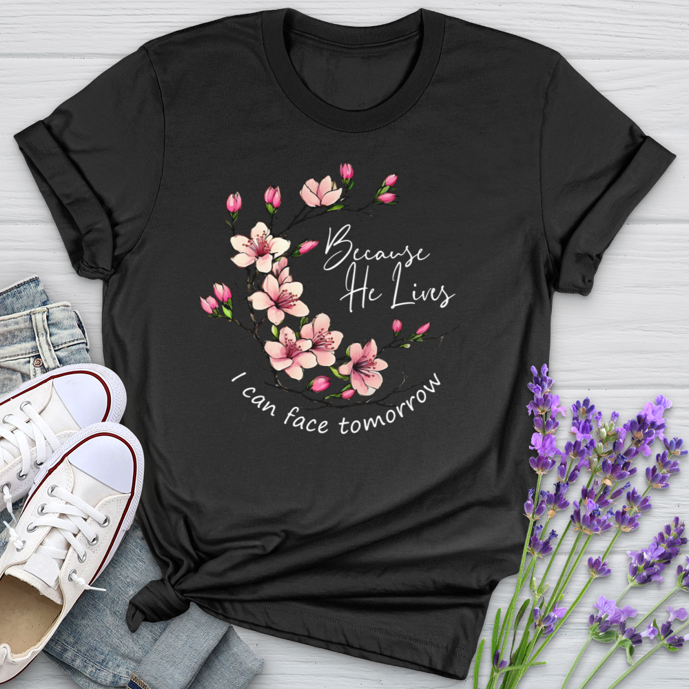 Because He Lives Pink Flowers Softstyle Tee