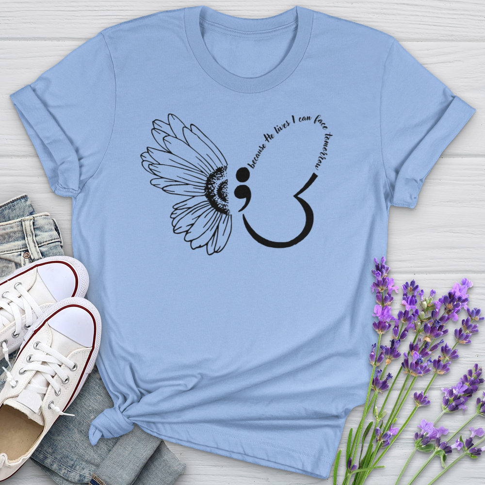 Because He Lives Semicolon Softstyle Tee