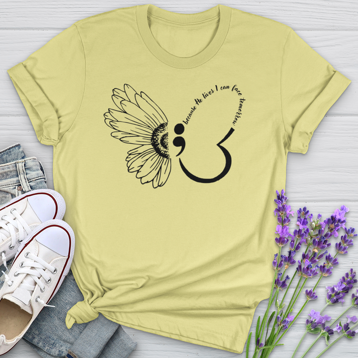 Because He Lives Semicolon Softstyle Tee