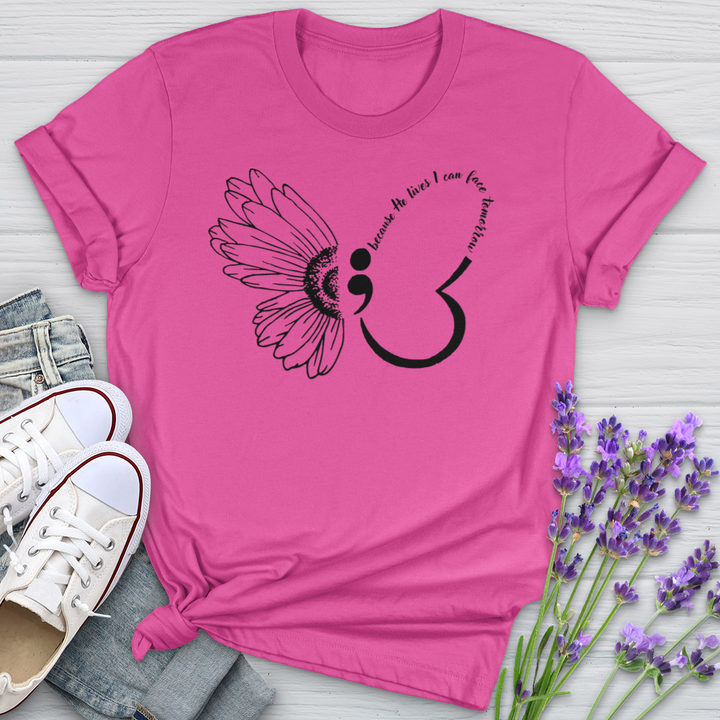 Because He Lives Semicolon Softstyle Tee