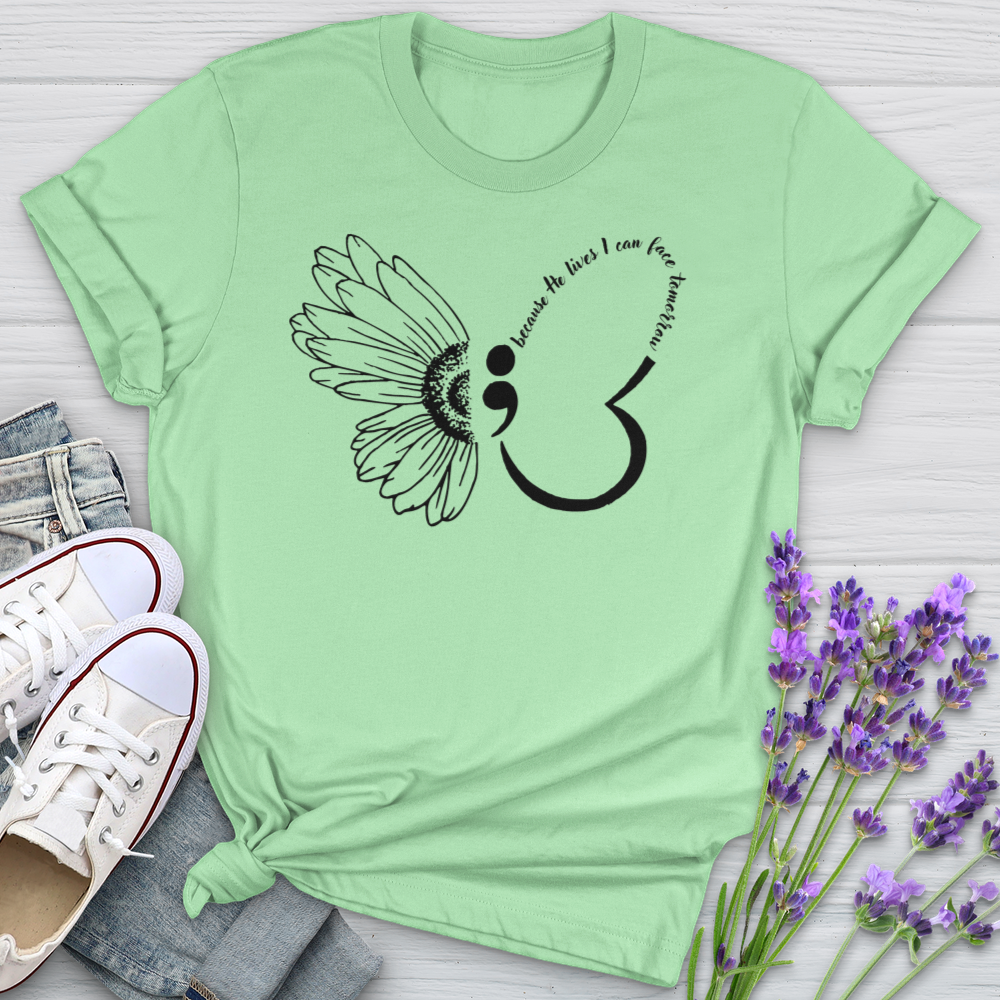 Because He Lives Semicolon Softstyle Tee