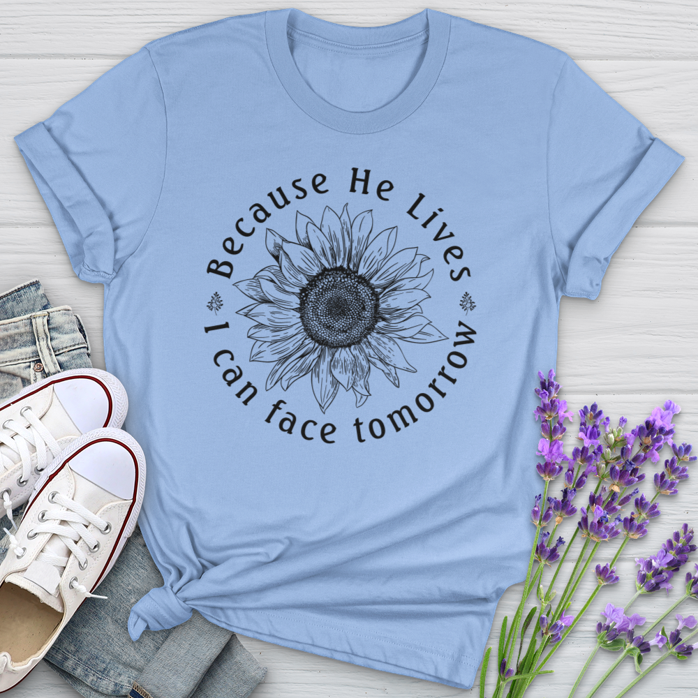 Because He Lives Sunflower Softstyle Tee