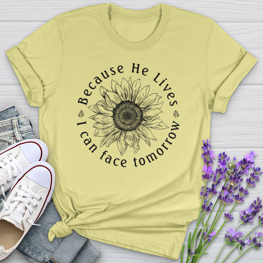 Because He Lives Sunflower Softstyle Tee