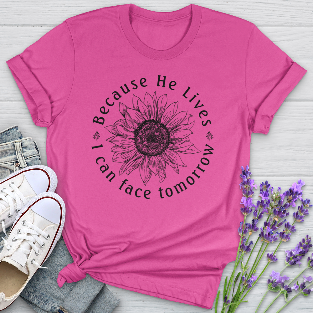 Because He Lives Sunflower Softstyle Tee