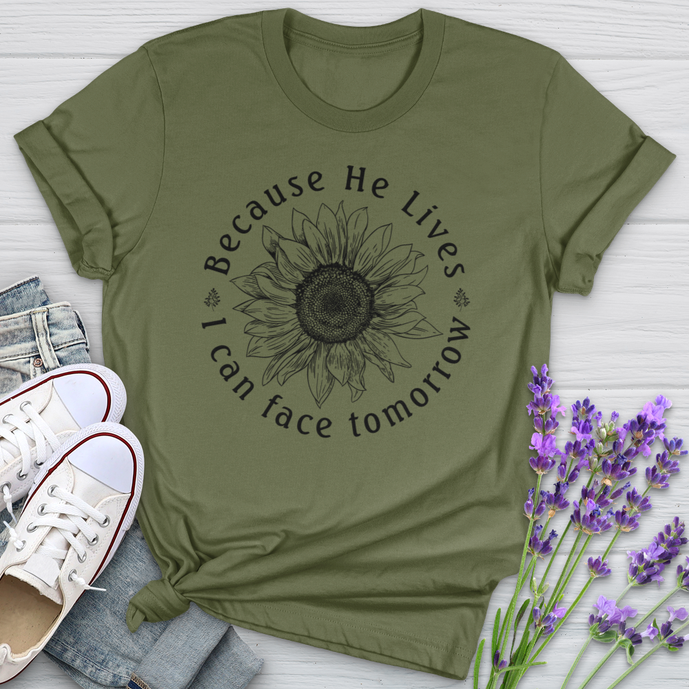 Because He Lives Sunflower Softstyle Tee