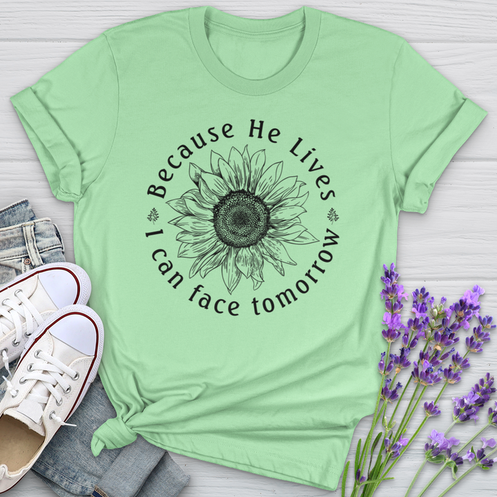 Because He Lives Sunflower Softstyle Tee