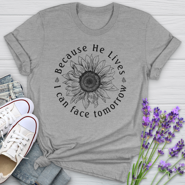 Because He Lives Sunflower Softstyle Tee