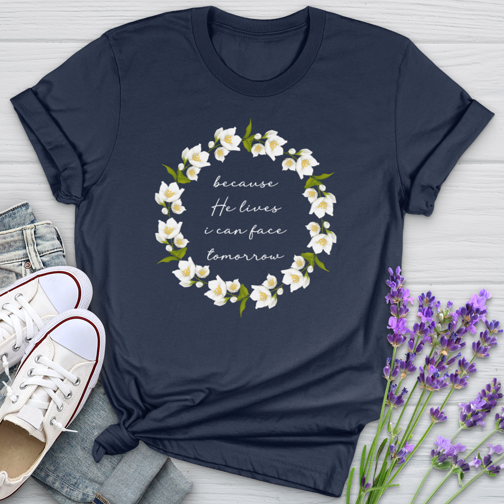 Because He Lives Wreath Softstyle Tee