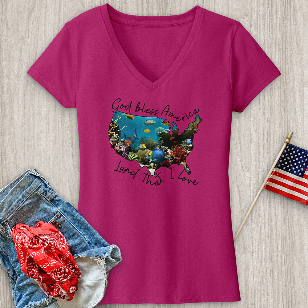 Ocean With Animals in It V-Neck Tee