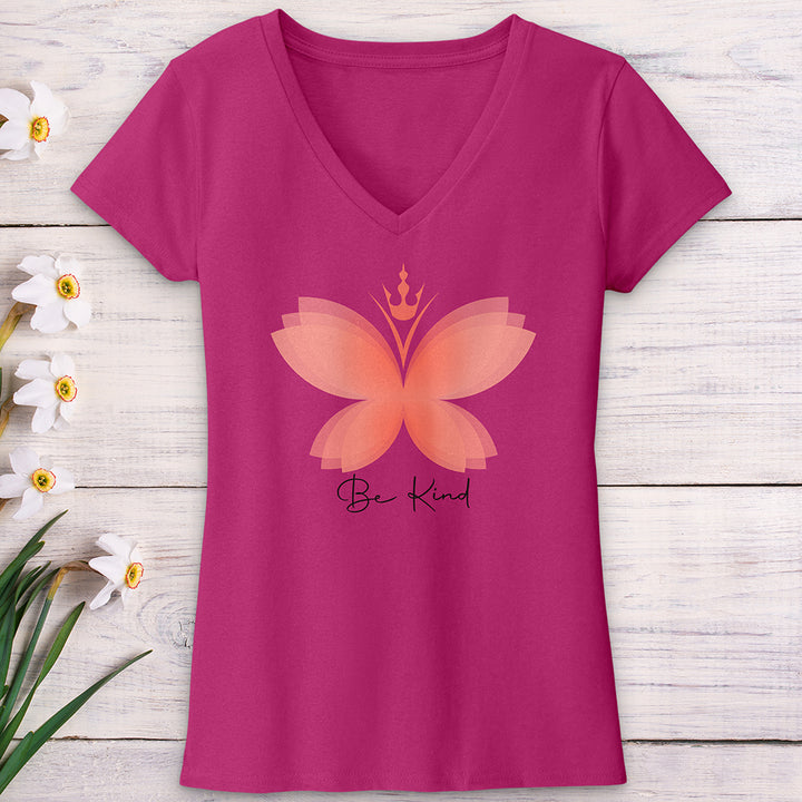 Be Kind Butterfly V-Neck Tee