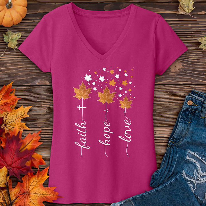 Faith Hope Love Autumn V-Neck Tee